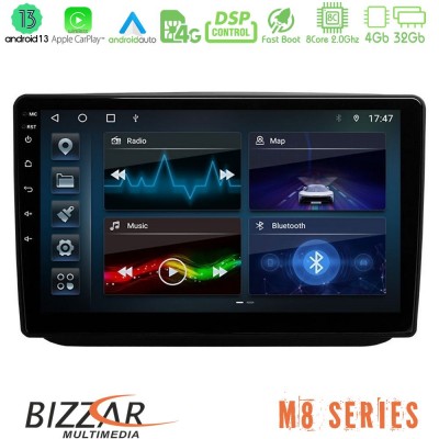 Bizzar M8 Series Skoda Fabia 2007-2014 8core Android13 4+32GB Navigation Multimedia Tablet 10