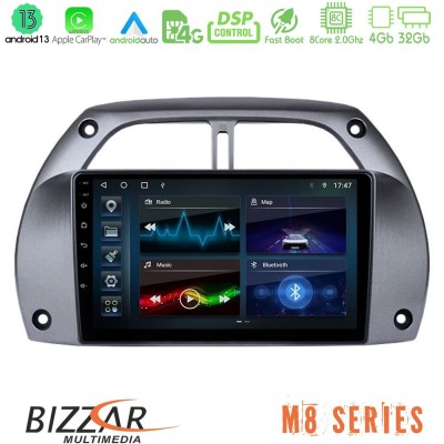 Bizzar M8 Series Toyota RAV4 2001 - 2006 8core Android13 4+32GB Navigation Multimedia Tablet 9