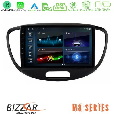 Bizzar M8 Series Hyundai i10 2008-2014 8core Android13 4+32GB Navigation Multimedia Tablet 9