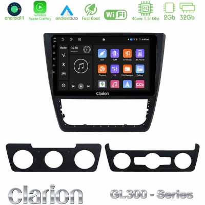 Clarion GL300 Series 4Core Android11 2+32GB Skoda Yeti 2009-> Navigation Multimedia Tablet 10