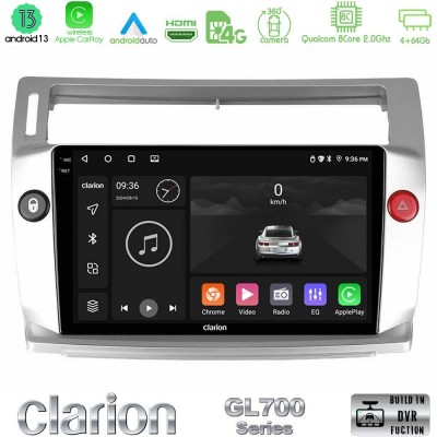 Clarion GL700 Series 8Core Android13 4+64GB Citroen C4 2004-2010 Navigation Multimedia Tablet 9