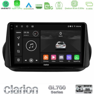 Clarion GL700 Series 8Core Android13 4+64GB Fiat Fiorino/Citroen Nemo/Peugeot Bipper Navigation Multimedia Tablet 9