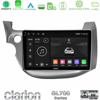 Clarion GL700 Series 8Core Android13 4+64GB Honda Jazz 2009-2013 Navigation Multimedia Tablet 10