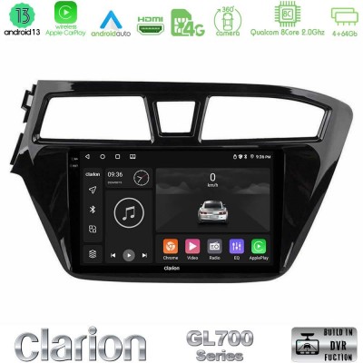 Clarion GL700 Series 8Core Android13 4+64GB Hyundai i20 2014-2018 Navigation Multimedia Tablet 9