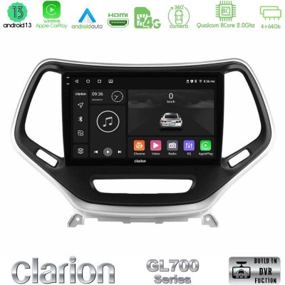 Clarion GL700 Series 8Core Android13 4+64GB Jeep Cherokee 2014-2019 Navigation Multimedia Tablet 9