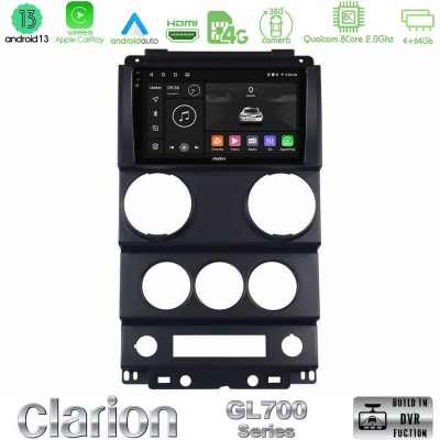 Clarion GL700 Series 8Core Android13 4+64GB Jeep Wrangler 2Door 2008-2010 Navigation Multimedia Tablet 9