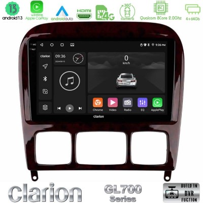 Clarion GL700 Series 8Core Android13 4+64GB Mercedes S Class 1999-2004 (W220) Navigation Multimedia Tablet 9