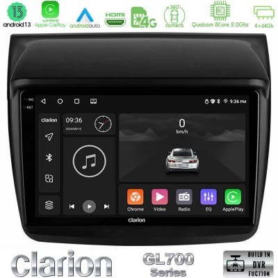 Clarion GL700 Series 8Core Android13 4+64GB Mitsubishi L200 Navigation Multimedia Tablet 9