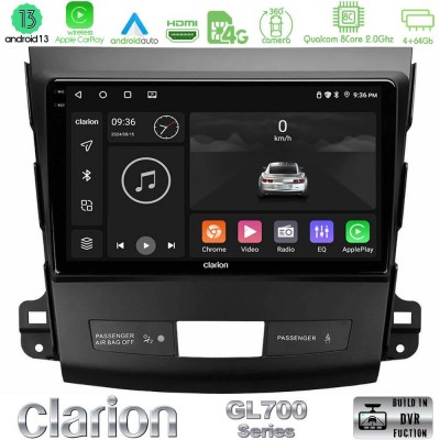 Clarion GL700 Series 8Core Android13 4+64GB Mitsubishi Outlander/Citroen C-Crosser/Peugeot 4007 Navigation Multimedia Tablet 9