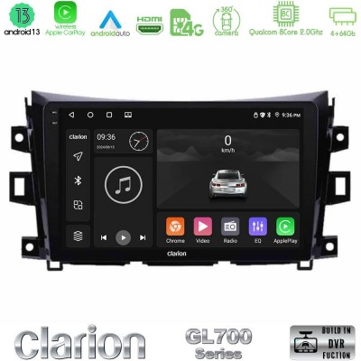 Clarion GL700 Series 8Core Android13 4+64GB Nissan Navara NP300 Navigation Multimedia Tablet 9