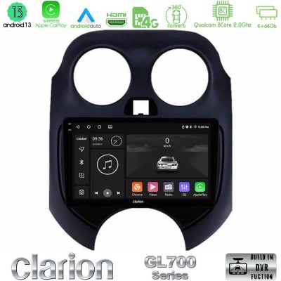 Clarion GL700 Series 8Core Android13 4+64GB Nissan Micra 2011-2014 Navigation Multimedia Tablet 9