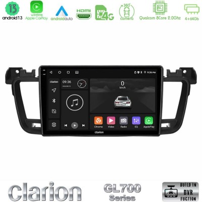 Clarion GL700 Series 8Core Android13 4+64GB Peugeot 508 2010-2018 Navigation Multimedia Tablet 9