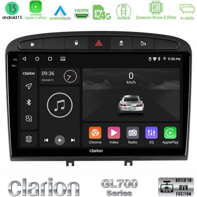 Clarion GL700 Series 8Core Android13 4+64GB Peugeot 308/RCZ Navigation Multimedia Tablet 9