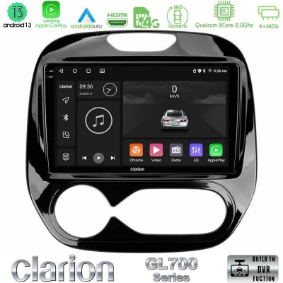 Clarion GL700 Series 8Core Android13 4+64GB Renault Captur 2013-2019 (Auto AC) Navigation Multimedia Tablet 9