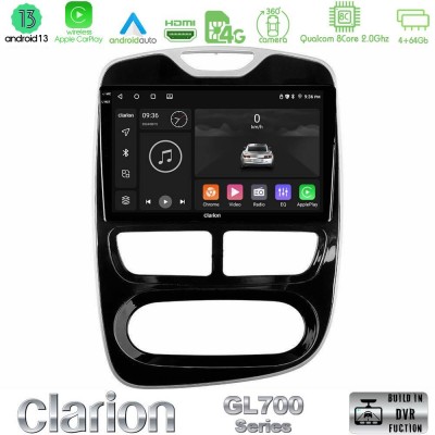 Clarion GL700 Series 8Core Android13 4+64GB Renault Clio 2012-2016 Navigation Multimedia Tablet 10