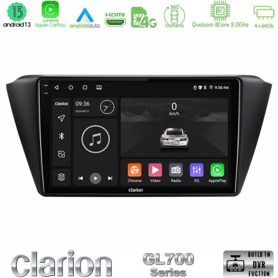 Clarion GL700 Series 8Core Android13 4+64GB Skoda Fabia 2015-2021 Navigation Multimedia Tablet 9