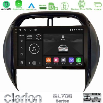 Clarion GL700 Series 8Core Android13 4+64GB Toyota RAV4 2001-2005 (Auto A/C) Navigation Multimedia Tablet 9