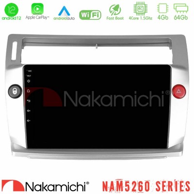 Nakamichi NAM5260 Series 4Core Android12 4+64GB Citroen C4 2004-2010 Navigation Multimedia Tablet 9