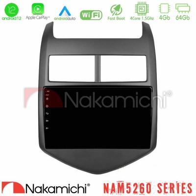 Nakamichi NAM5260 Series 4Core Android12 4+64GB Chevrolet Aveo 2011-2017 Navigation Multimedia Tablet 9