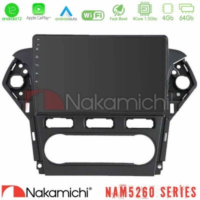 Nakamichi NAM5260 Series 4Core Android12 4+64GB Ford Mondeo 2011-2014 Navigation Multimedia Tablet 9