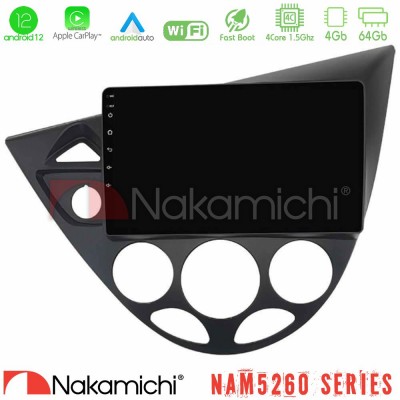 Nakamichi NAM5260 Series 4Core Android12 4+64GB Ford Focus 1999-2004 Navigation Multimedia Tablet 9