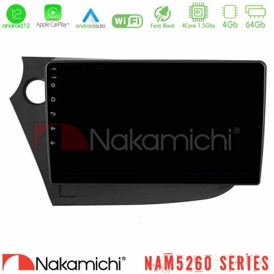 Nakamichi NAM5260 Series 4Core Android12 4+64GB Honda Insight 2009-2015 Navigation Multimedia Tablet 9