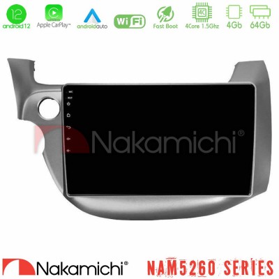 Nakamichi NAM5260 Series 4Core Android12 4+64GB Honda Jazz 2009-2013 Navigation Multimedia Tablet 10