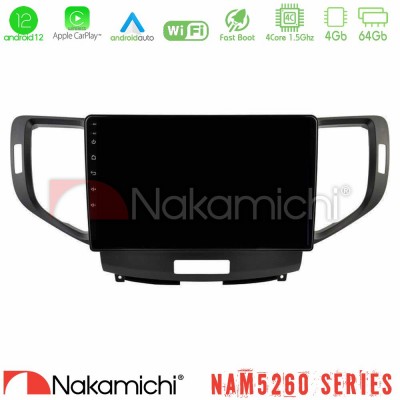 Nakamichi NAM5260 Series 4Core Android12 4+64GB Honda Accord 2008-2015 Navigation Multimedia Tablet 9