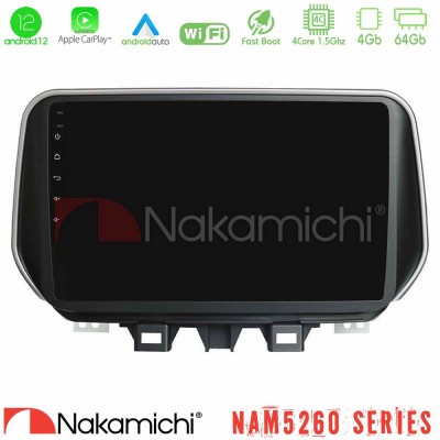 Nakamichi NAM5260 Series 4Core Android12 4+64GB Hyundai Tucson 2019-> Navigation Multimedia Tablet 9