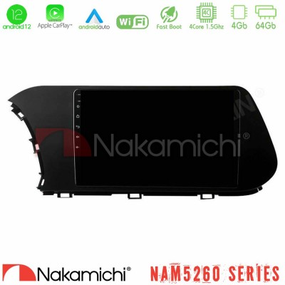 Nakamichi NAM5260 Series 4Core Android12 4+64GB Hyundai i20 2021-2023 Navigation Multimedia Tablet 9