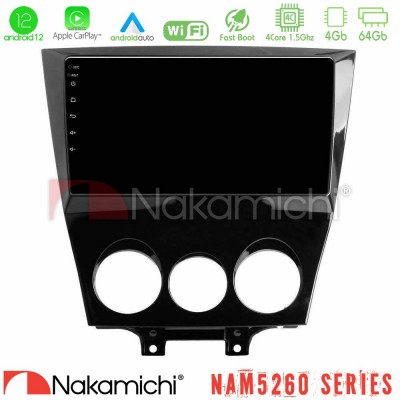 Nakamichi NAM5260 Series 4Core Android12 4+64GB Mazda RX8 2008-2012 Navigation Multimedia Tablet 9