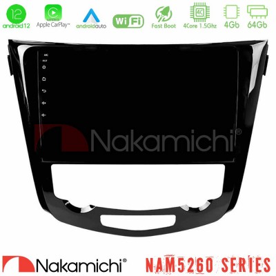 Nakamichi NAM5260 Series 4Core Android12 4+64GB Nissan Qashqai J11 (AUTO A/C) Navigation Multimedia Tablet 10