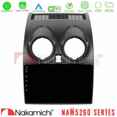 Nakamichi NAM5260 Series 4Core Android12 4+64GB Nissan Qashqai J10 Navigation Multimedia Tablet 9