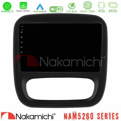 Nakamichi NAM5260 Series 4Core Android12 4+64GB Renault/Nissan/Opel/Fiat Navigation Multimedia Tablet 9