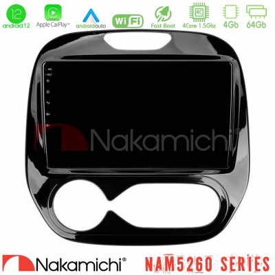 Nakamichi NAM5260 Series 4Core Android12 4+64GB Renault Captur 2013-2019 (Auto AC) Navigation Multimedia Tablet 9