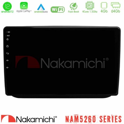 Nakamichi NAM5260 Series 4Core Android12 4+64GB Skoda Fabia 2007-2014 Navigation Multimedia Tablet 10