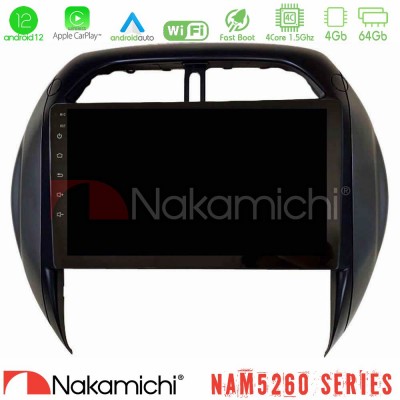 Nakamichi NAM5260 Series 4Core Android12 4+64GB Toyota RAV4 2001-2005 (Auto A/C) Navigation Multimedia Tablet 9