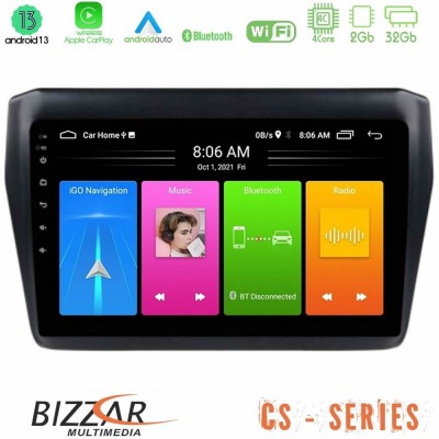 Bizzar CS Series 4Core Android13 2+32GB Suzuki Swift 2017-2023 Navigation Multimedia Tablet 9