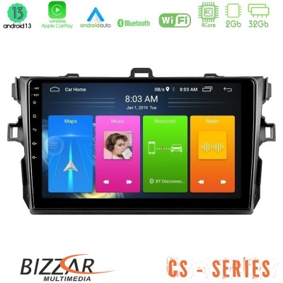 Bizzar CS Series 4Core Android13 2+32GB Toyota Corolla 2007-2012 Navigation Multimedia Tablet 9