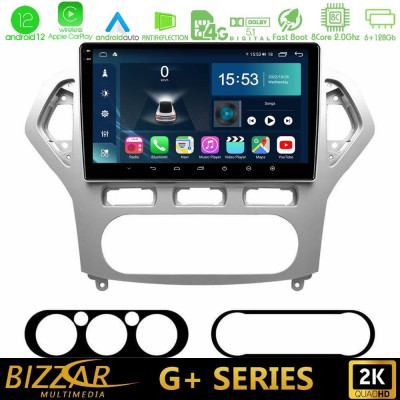 Bizzar G+ Series Ford Mondeo 2007-2010 AUTO A/C 8core Android12 6+128GB Navigation Multimedia Tablet 10