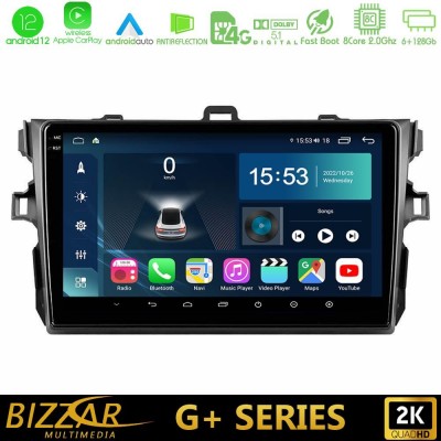 Bizzar G+ Series Toyota Corolla 2007-2012 8core Android12 6+128GB Navigation Multimedia Tablet 9