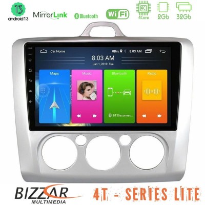 Bizzar 4T Series Ford Focus Manual AC 4Core Android13 2+32GB Navigation Multimedia Tablet 9