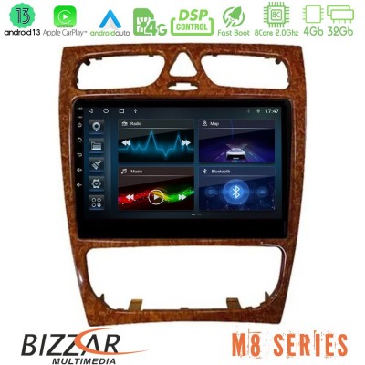 Bizzar M8 Series Mercedes C Class (W203) 8core Android13 4+32GB Navigation Multimedia 9