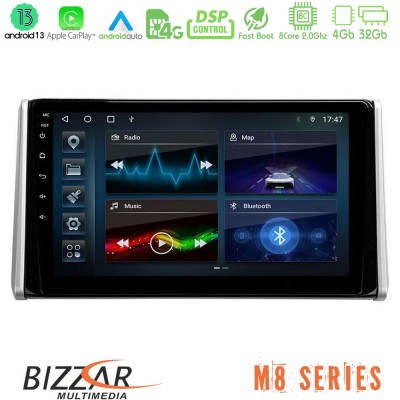 Bizzar M8 Series Toyota RAV4 2019-2023 8Core Android13 4+32GB Navigation Multimedia Tablet 10