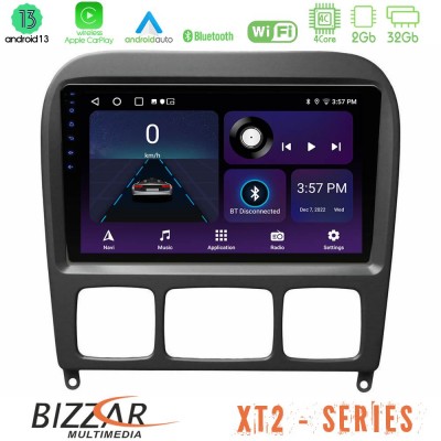 Bizzar XT2 Series 4Core Android13 2+32GB Mercedes S Class 1999-2004 (W220) Navigation Multimedia Tablet 9