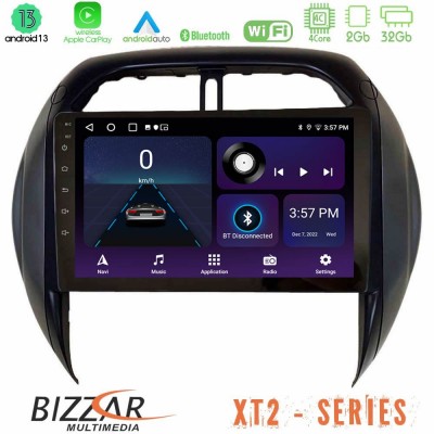 Bizzar XT2 Series 4Core Android13 2+32GB Toyota RAV4 2001-2005 (Auto A/C) Navigation Multimedia Tablet 9