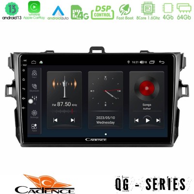 Cadence QG Series 8Core Android13 4+64GB Toyota Corolla 2007-2012 Navigation Multimedia Tablet 9