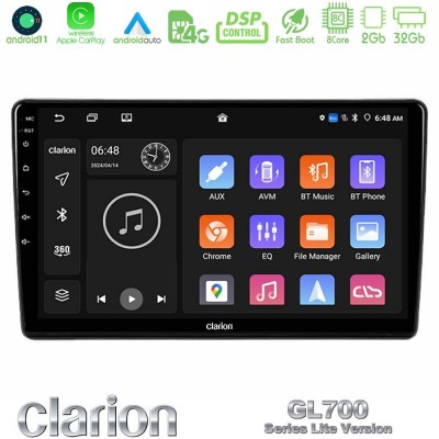 Clarion GL700 Lite Series 8Core Android11 2+32GB Peugeot Partner / Citroën Berlingo 2008-2018 Navigation Multimedia Tablet 9