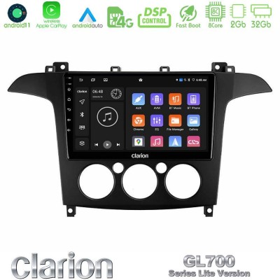 Clarion GL700 Lite Series 8Core Android11 2+32GB Ford S-Max 2006-2008 (manual A/C) Navigation Multimedia Tablet 9