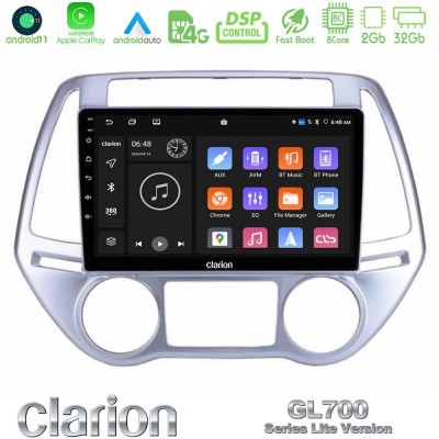 Clarion GL700 Lite Series 8Core Android11 2+32GB Hyundai i20 2012-2014 Navigation Multimedia Tablet 9